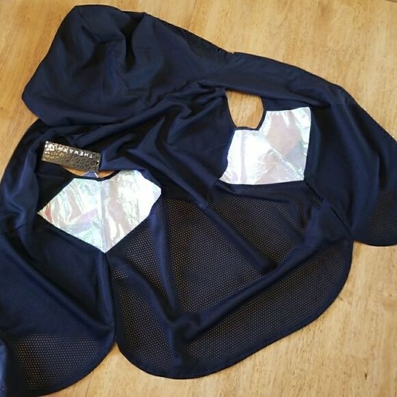 jessica Simpson Hooded Jogger Vest Windbreaker Reflective Warm Up Top - Picture 7 of 8